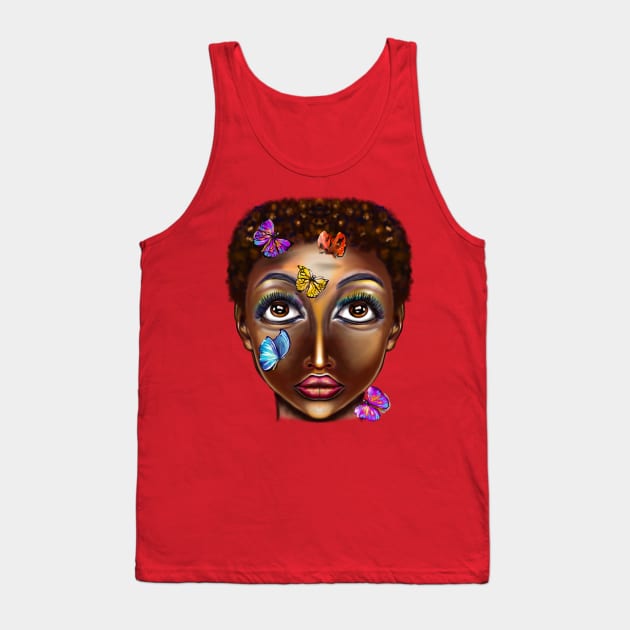 Butterfly kisses Lashes eyelashes, brown eyes looking upwards at pretty butterlies. The eyes have it, beauty is in the eye of the beholder Tank Top by Artonmytee